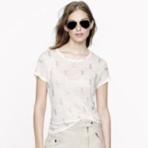 J. Crew Linen Golden Pineapple Tee shirt Large
